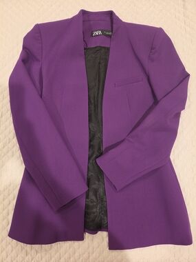 Zara Purple Open-Front Blazer Jacket
